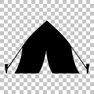 58472409 - tourist tent sign. flat style black icon on transparent background.