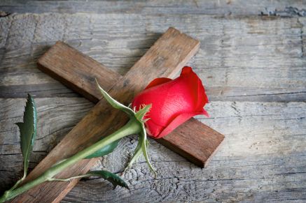 40344277 - cross and rose religion sign symbol abstract concept