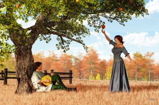 couple_at_the_old_apple_tree_by_deskridge-d81yjf4