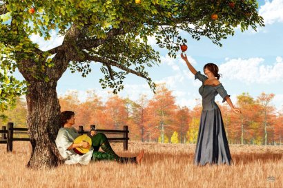 couple_at_the_old_apple_tree_by_deskridge-d81yjf4